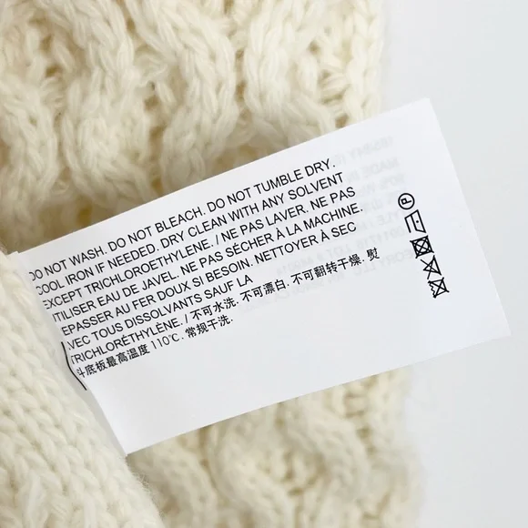 Theory Wool Cashmere Mixed Cable Knit Pom Pom Sweater Size Small NWT Ivory